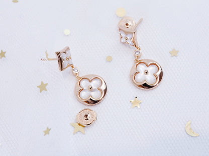 [Perla Lux]STAR AND SUN PINK GOLD MOP DROP EARRINGS