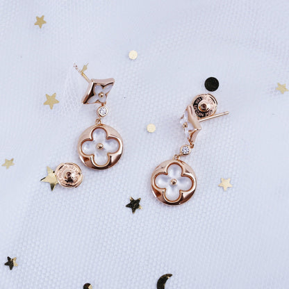 [Perla Lux]STAR AND SUN PINK GOLD MOP DROP EARRINGS