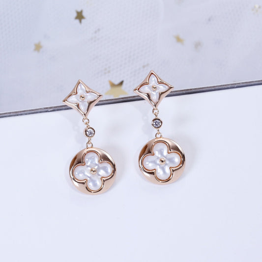 [Perla Lux]STAR AND SUN PINK GOLD MOP DROP EARRINGS