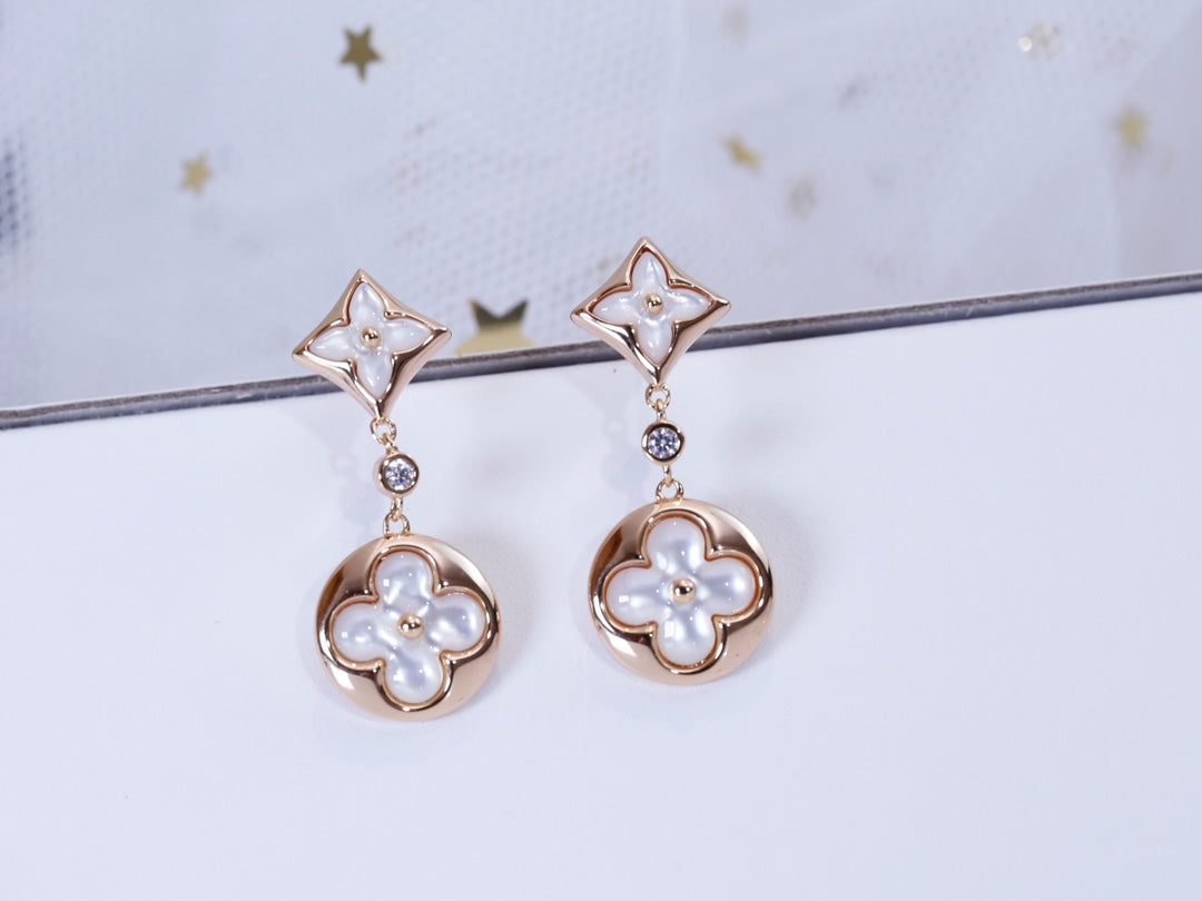 [Perla Lux]STAR AND SUN PINK GOLD MOP DROP EARRINGS