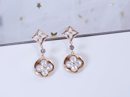 [Perla Lux]STAR AND SUN PINK GOLD MOP DROP EARRINGS