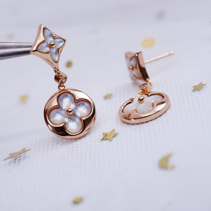 [Perla Lux]STAR AND SUN PINK GOLD MOP DROP EARRINGS