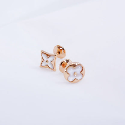 [Perla Lux]STAR AND SUN PINK GOLD MOP STUD EARRINGS
