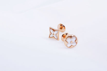 [Perla Lux]STAR AND SUN PINK GOLD MOP STUD EARRINGS