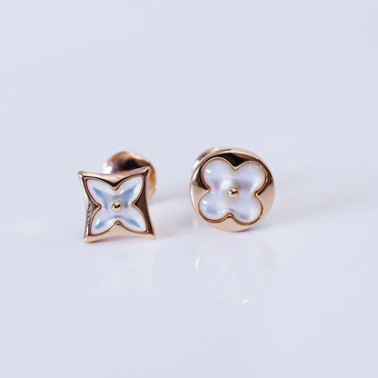 [Perla Lux]STAR AND SUN PINK GOLD MOP STUD EARRINGS