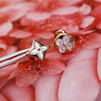 [Perla Lux]STAR AND SUN PINK GOLD MOP STUD EARRINGS
