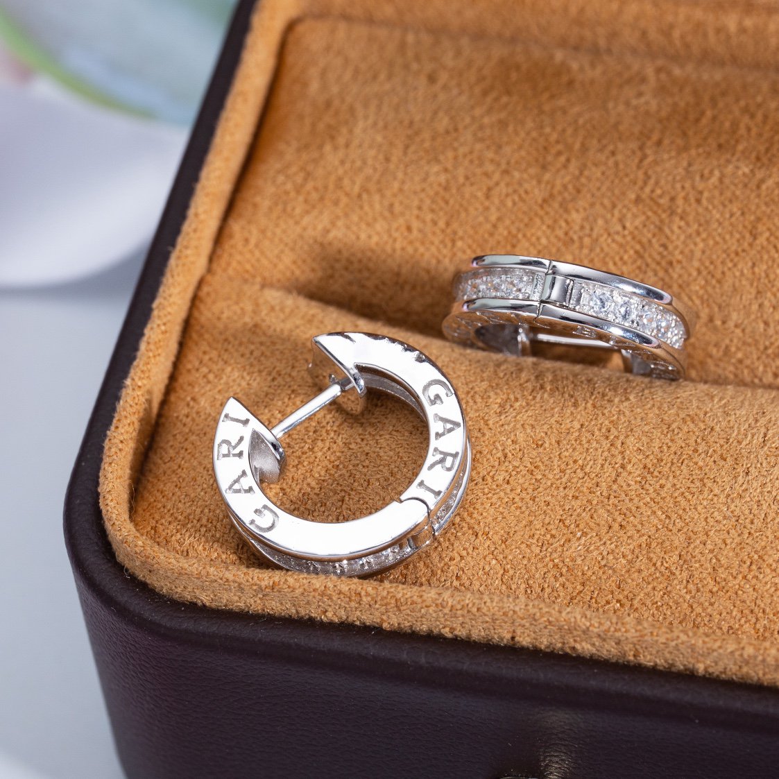 [Perla Lux]ZERO 1 MINI SILVER DIAMOND EARRINGS
