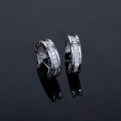 [Perla Lux]ZERO 1 MINI SILVER DIAMOND EARRINGS