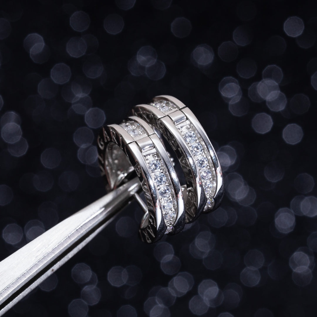 [Perla Lux]ZERO 1 MINI SILVER DIAMOND EARRINGS