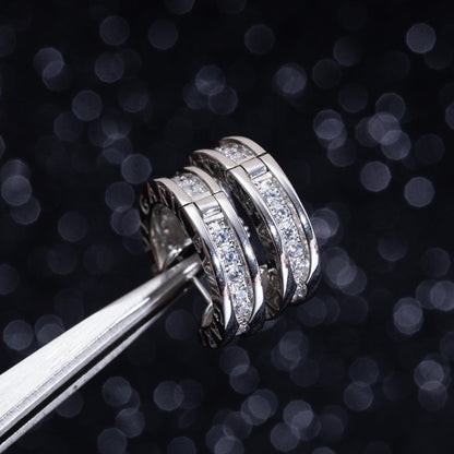 [Perla Lux]ZERO 1 MINI SILVER DIAMOND EARRINGS