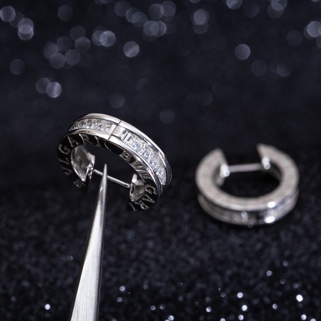 [Perla Lux]ZERO 1 MINI SILVER DIAMOND EARRINGS