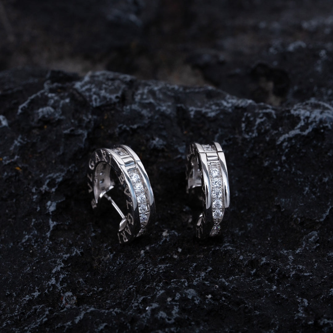 [Perla Lux]ZERO 1 MINI SILVER DIAMOND EARRINGS