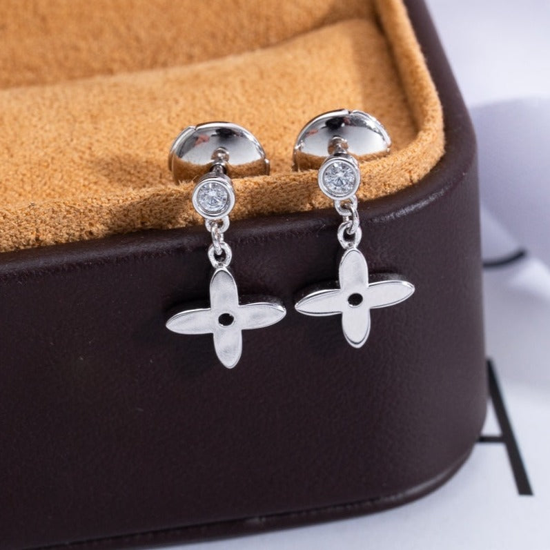 [Perla Lux]VIDYLLE SILVER DIAMOND MINI DROP EARRINGS