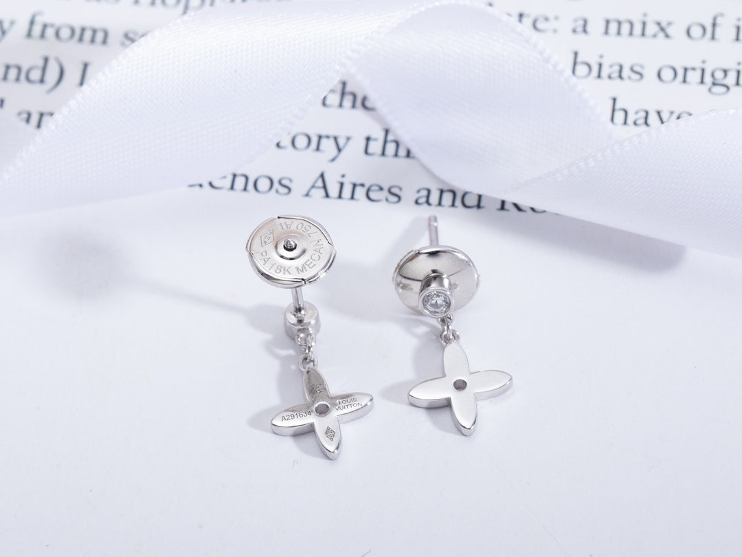 [Perla Lux]VIDYLLE SILVER DIAMOND MINI DROP EARRINGS
