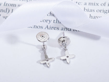 [Perla Lux]VIDYLLE SILVER DIAMOND MINI DROP EARRINGS
