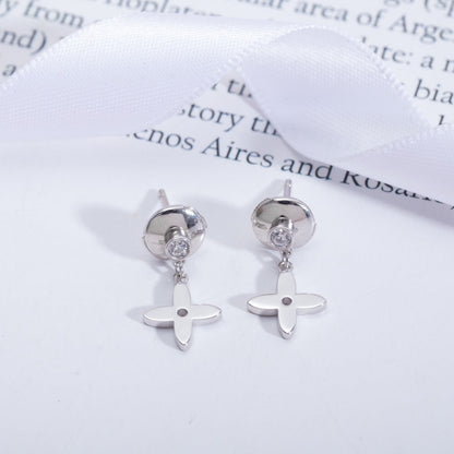 [Perla Lux]VIDYLLE SILVER DIAMOND MINI DROP EARRINGS