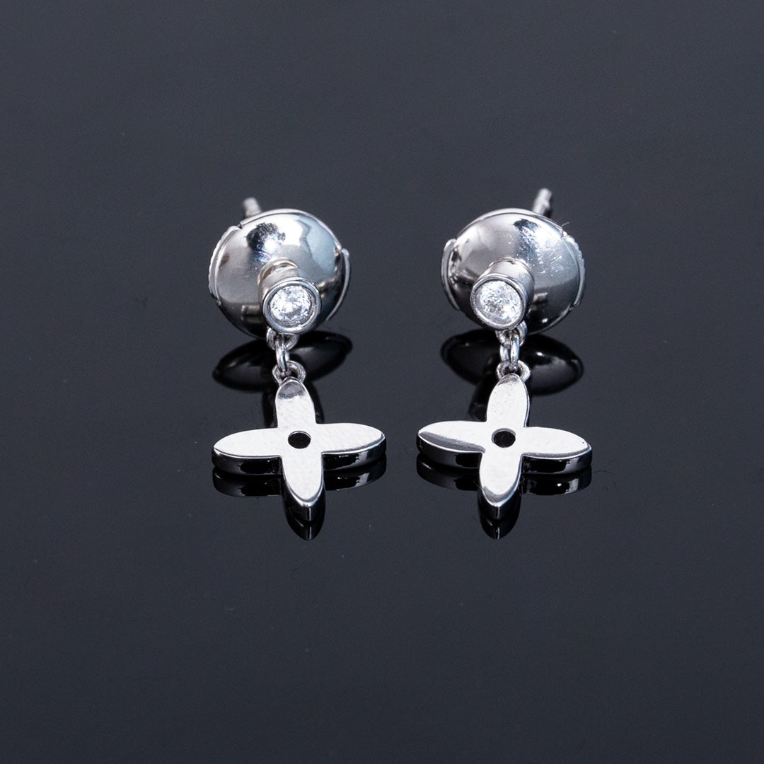 [Perla Lux]VIDYLLE SILVER DIAMOND MINI DROP EARRINGS