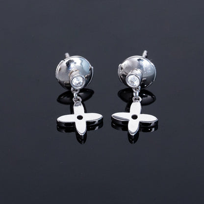 [Perla Lux]VIDYLLE SILVER DIAMOND MINI DROP EARRINGS