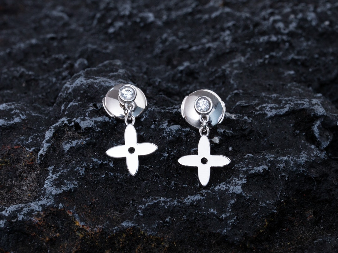 [Perla Lux]VIDYLLE SILVER DIAMOND MINI DROP EARRINGS
