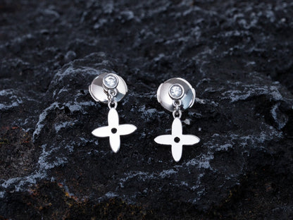 [Perla Lux]VIDYLLE SILVER DIAMOND MINI DROP EARRINGS