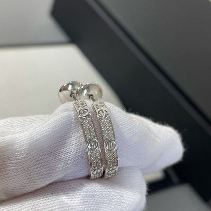 [Perla Lux]LOVE DIAMOND SILVER HOOP EARRINGS