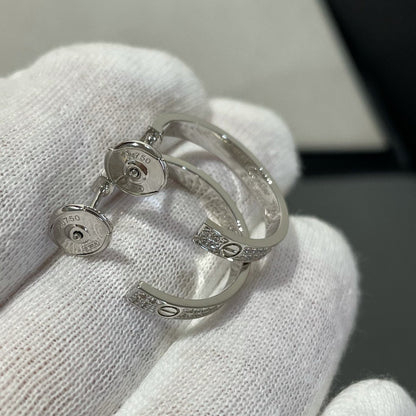 [Perla Lux]LOVE DIAMOND SILVER HOOP EARRINGS