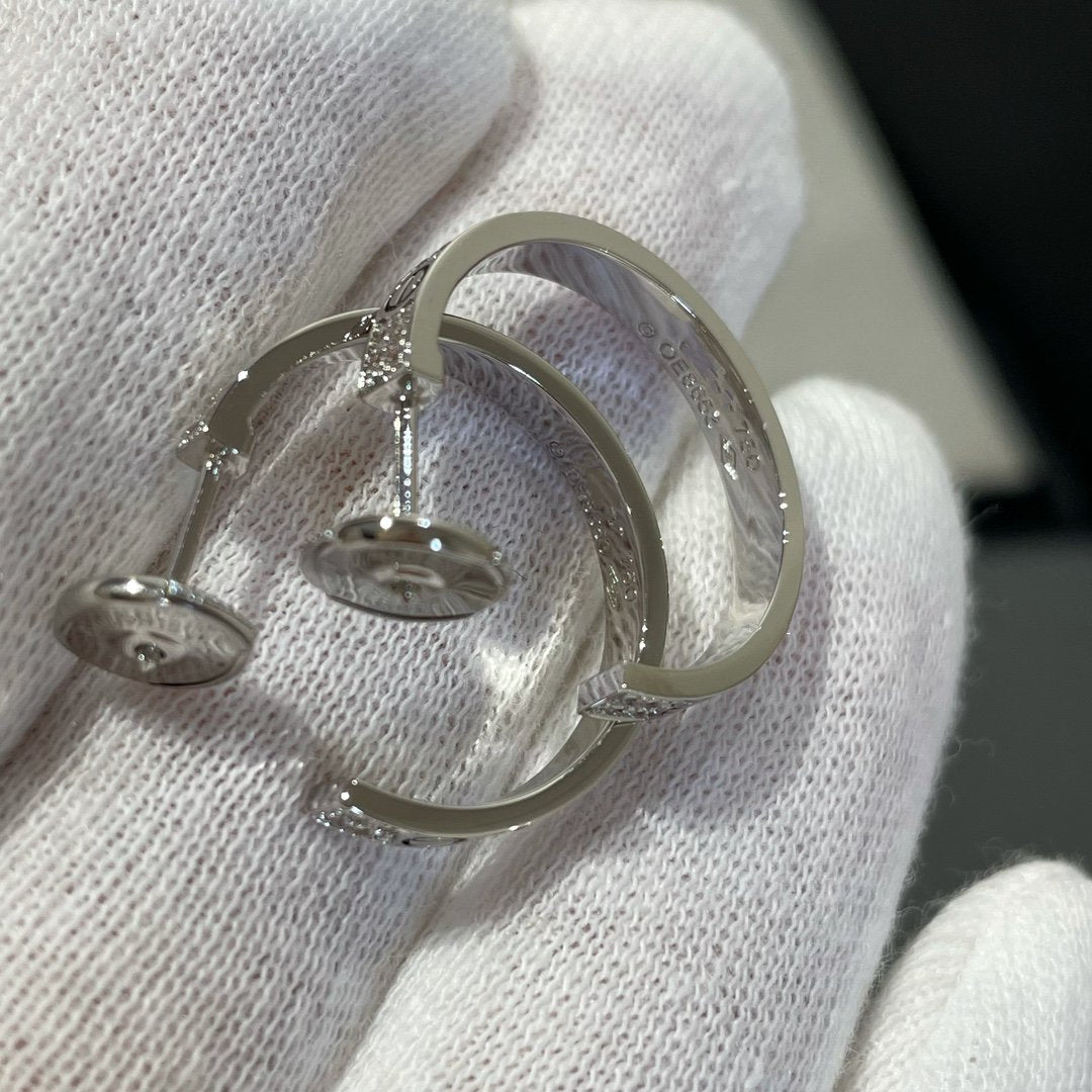 [Perla Lux]LOVE DIAMOND SILVER HOOP EARRINGS