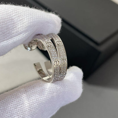 [Perla Lux]LOVE DIAMOND SILVER HOOP EARRINGS