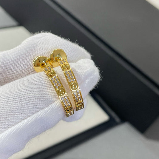 [Perla Lux]LOVE DIAMOND GOLD HOOP EARRINGS