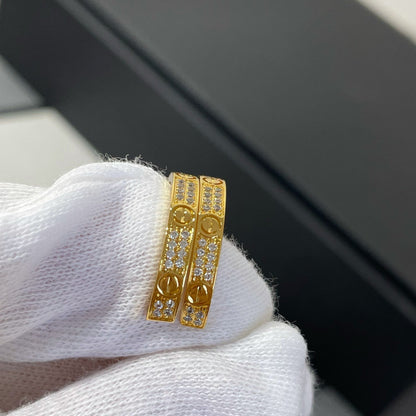 [Perla Lux]LOVE DIAMOND GOLD HOOP EARRINGS