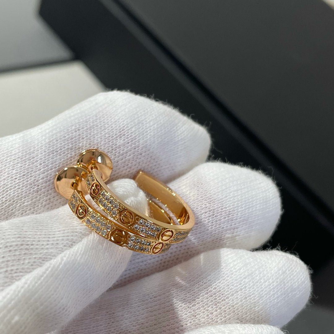 [Perla Lux]LOVE DIAMOND PINK GOLD HOOP EARRINGS