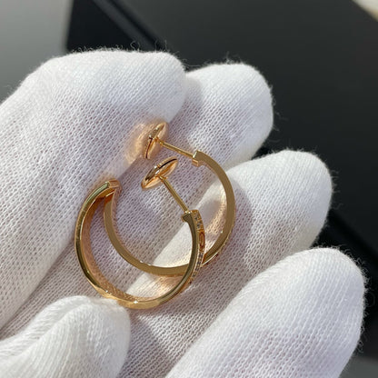 [Perla Lux]LOVE DIAMOND PINK GOLD HOOP EARRINGS