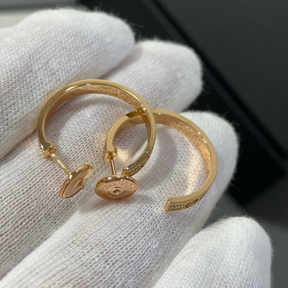 [Perla Lux]LOVE DIAMOND PINK GOLD HOOP EARRINGS