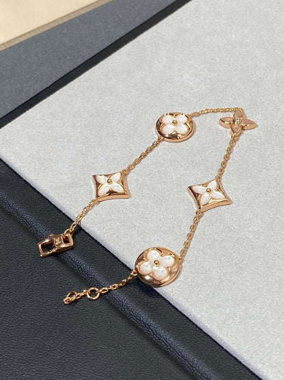 [Perla Lux]STAR AND SUN 5 MOTIF MOP PINK GOLD BRACELET