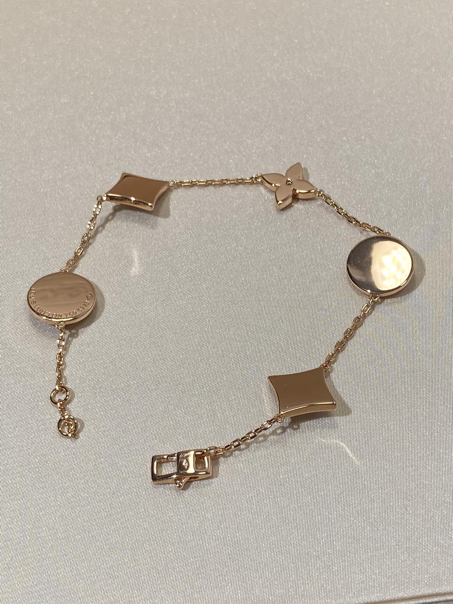 [Perla Lux]STAR AND SUN 5 MOTIF MOP PINK GOLD BRACELET
