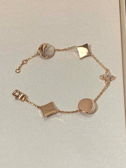 [Perla Lux]STAR AND SUN 5 MOTIF MOP PINK GOLD BRACELET