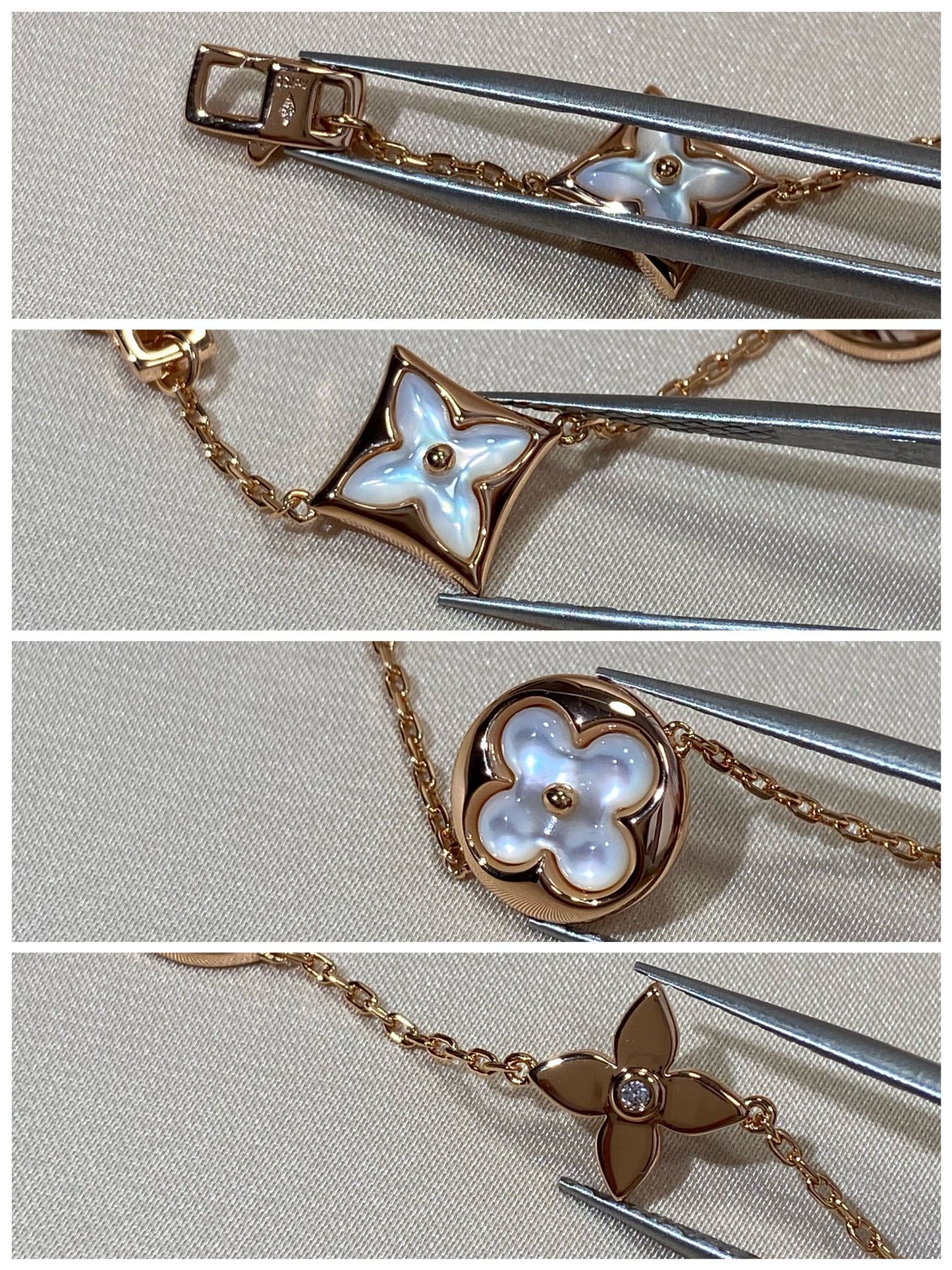 [Perla Lux]STAR AND SUN 5 MOTIF MOP PINK GOLD BRACELET