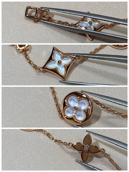 [Perla Lux]STAR AND SUN 5 MOTIF MOP PINK GOLD BRACELET