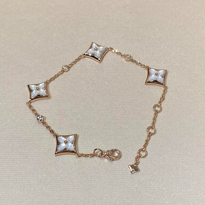 [Perla Lux]STAR 4 MOTIF MOP DIAMOND PINK GOLD BRACELET