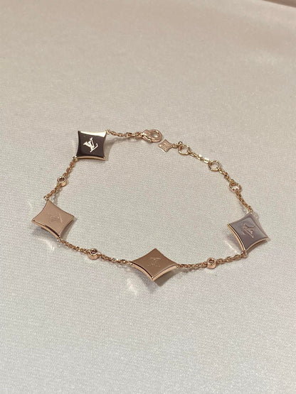 [Perla Lux]STAR 4 MOTIF MOP DIAMOND PINK GOLD BRACELET