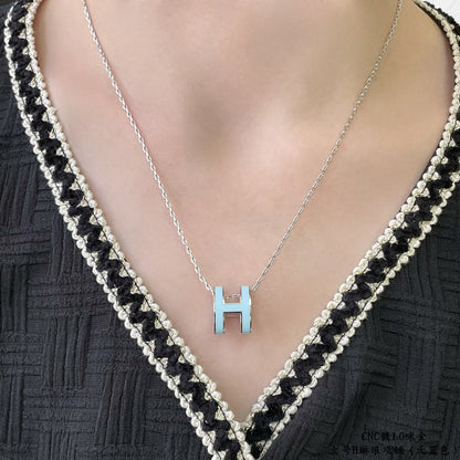 [Perla Lux]POP H SKY BLUE NECKLACE