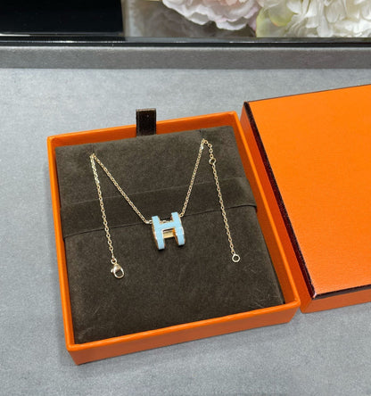 [Perla Lux]POP H SKY BLUE NECKLACE