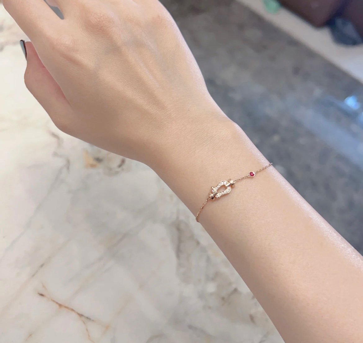 [Perla Lux]FORCE 10 DIAMOND CHAIN LINK PINK GOLD BRACELET