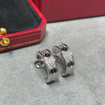 [Perla Lux]LOVE CERAMIC DIAMOND PAVED SILVER EARRINGS