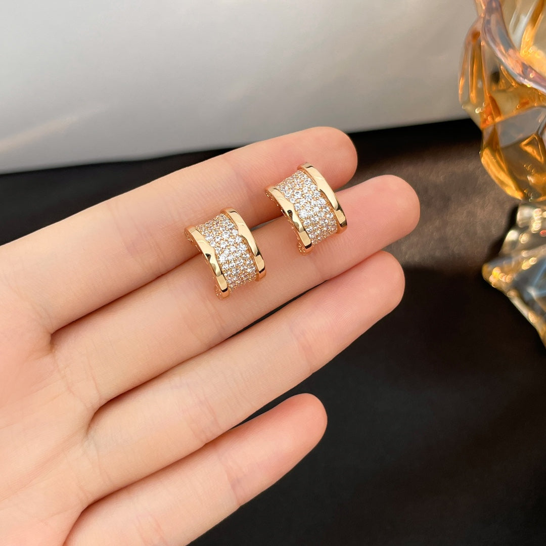 [Perla Lux]ZERO 1 DIAMOND PAVED EARRINGS
