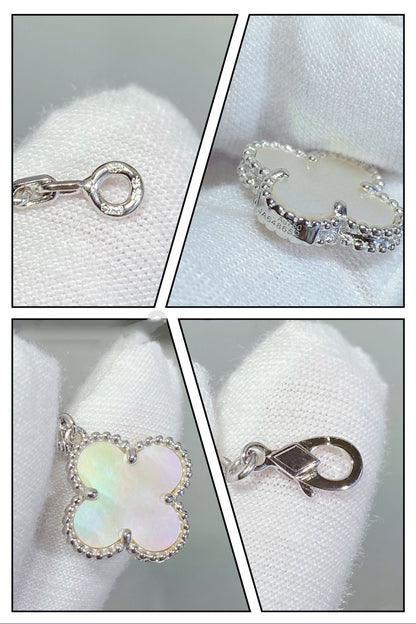 [Perla Lux]CLOVER 5 MOTIF WHITE MOP SILVER BRACELET
