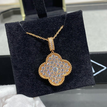 [Perla Lux]CLOVER 25MM LARGE PEDANT DIAMOND PAVED LONG NECKLACE