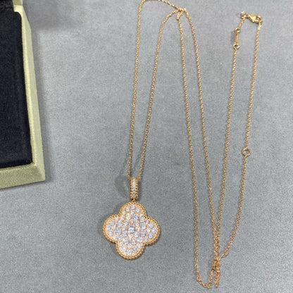 [Perla Lux]CLOVER 25MM LARGE PEDANT DIAMOND PAVED LONG NECKLACE
