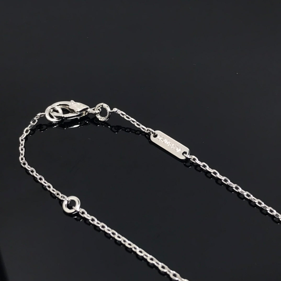 [Perla Lux]CLOVER PIETERSITE SILVER LONG NECKLACE