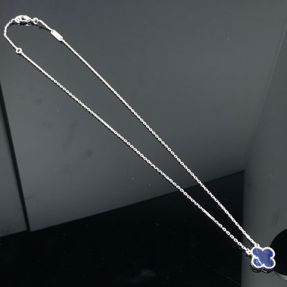 [Perla Lux]CLOVER PIETERSITE SILVER LONG NECKLACE